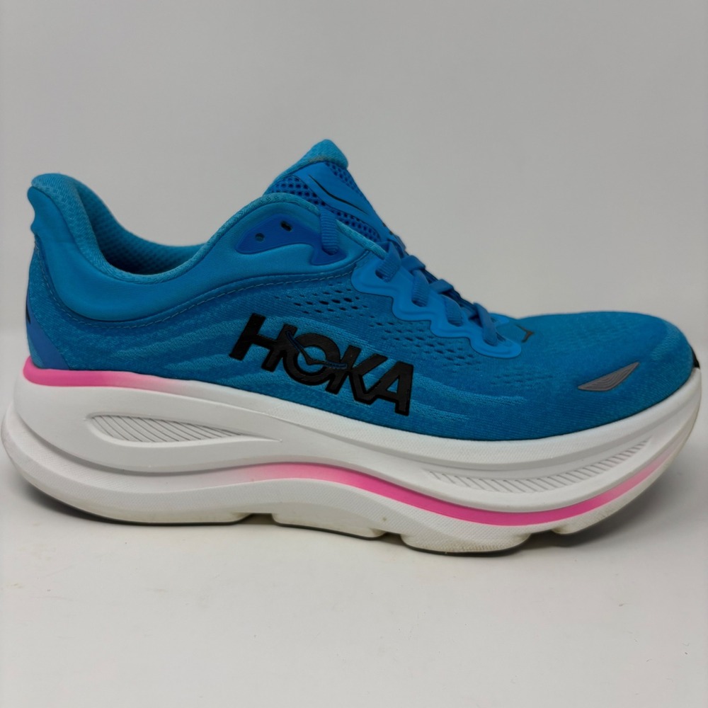 HOKA Women's Blue Running Shoes with Pink Accent